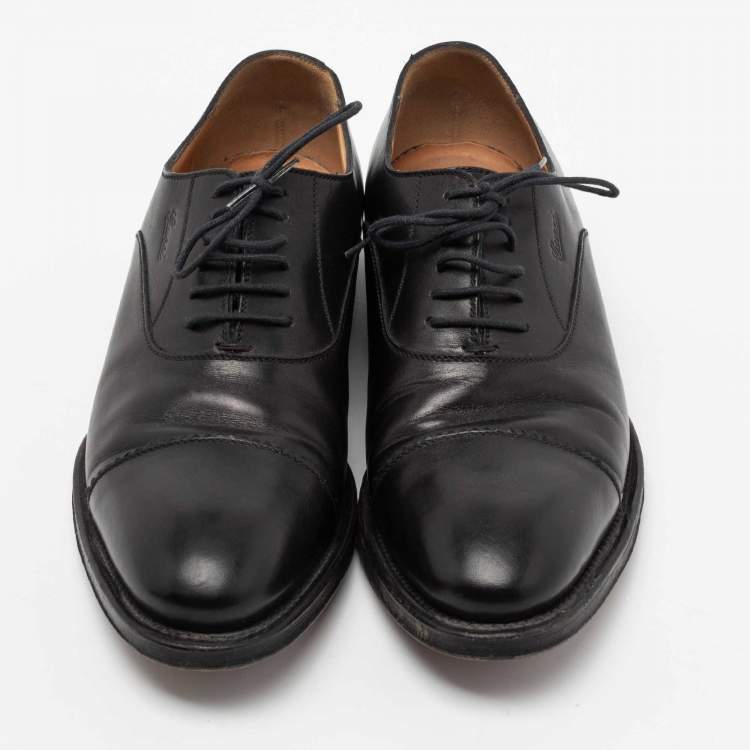 مملوكة مسبقًا Gucci Black Leather Lace-Up Oxfords Size 40.5