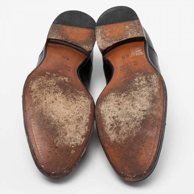 مملوكة مسبقًا Gucci Black Leather Lace-Up Oxfords Size 40.5