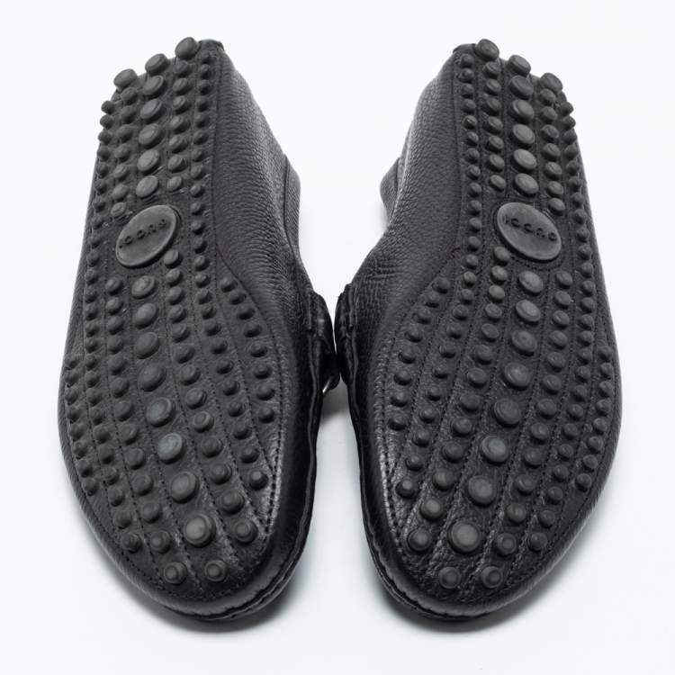Pre Owned Gucci Black Leather Horsebit Slip on Loafers Size 42