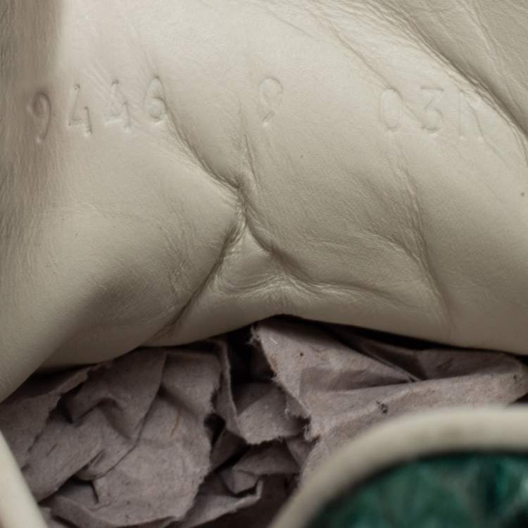 Pre Owned Gucci White Leather Embroidered Bee Web Ace Low-Top Sneakers Size 43