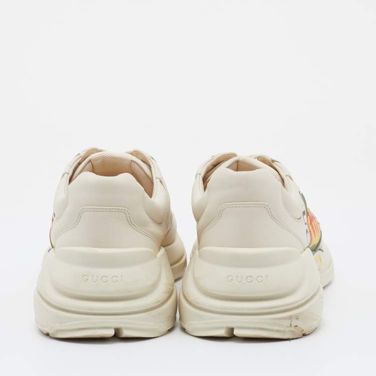 Pre Owned Gucci Cream Leather Rhyton Vintage Logo Low Top Sneakers Size 46