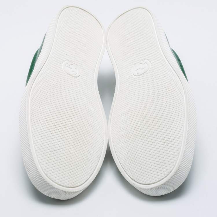 Pre Owned Gucci Green Leather Dublin Snake Slip On Sneakers Size 40.5