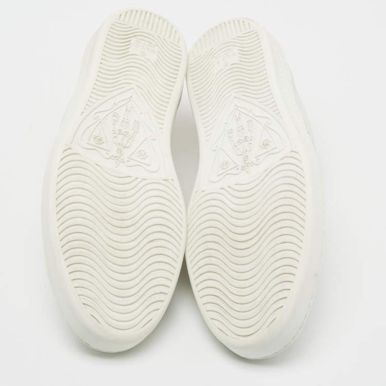 Pre Owned Gucci White Leather Embroidered Bee Ace Low-Top Sneakers Size 43