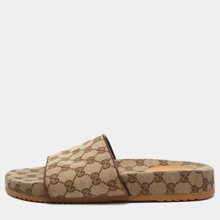 Gucci Brown GG Canvas Slide Sandals Size 82 Gucci TLC