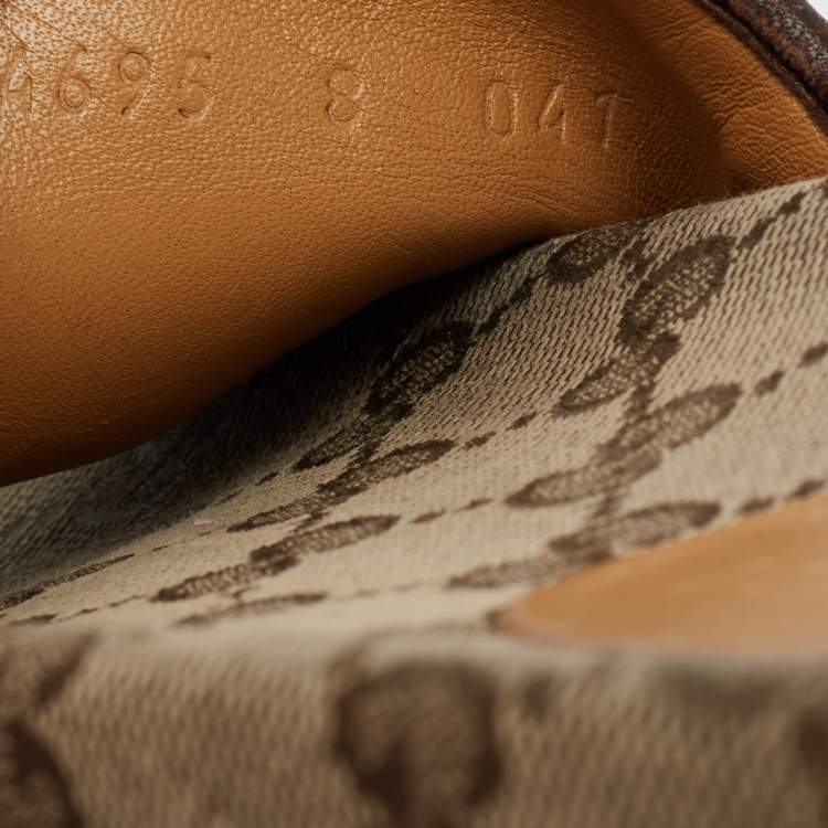 Pre Owned Gucci Brown GG Canvas Slide Sandals Size 82