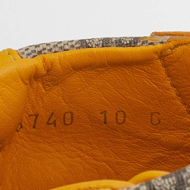 Pre Owned Gucci Yellow/Beige Leather And GG Supreme Canvas High Top Sneakers Size 44
