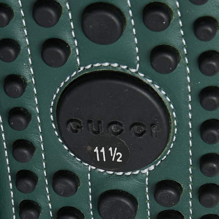 Pre Owned Gucci Green Suede Web Driver Sneakers Size 45.5