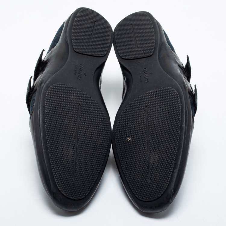 مملوكة مسبقًا Gucci Black Canvas And Leather Low Top  Sneakers  Size 42.5