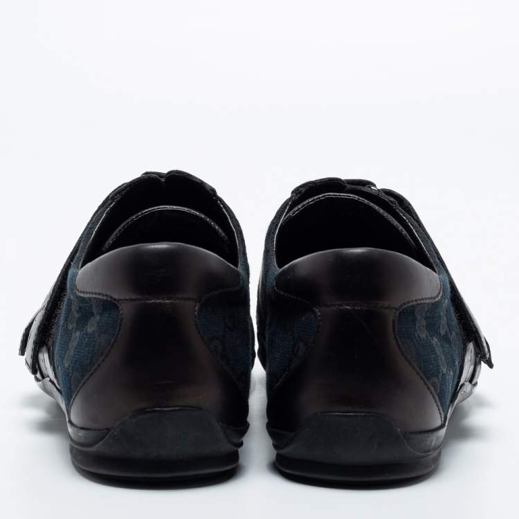 مملوكة مسبقًا Gucci Black Canvas And Leather Low Top  Sneakers  Size 42.5