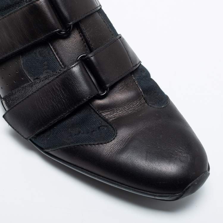 مملوكة مسبقًا Gucci Black Canvas And Leather Low Top  Sneakers  Size 42.5