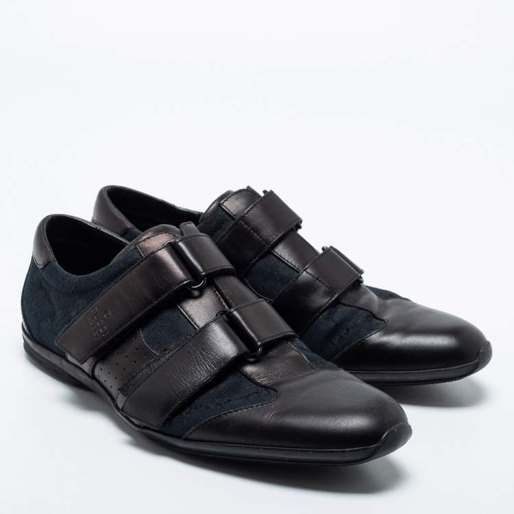 مملوكة مسبقًا Gucci Black Canvas And Leather Low Top  Sneakers  Size 42.5