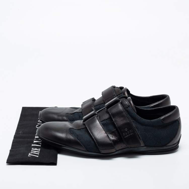 مملوكة مسبقًا Gucci Black Canvas And Leather Low Top  Sneakers  Size 42.5