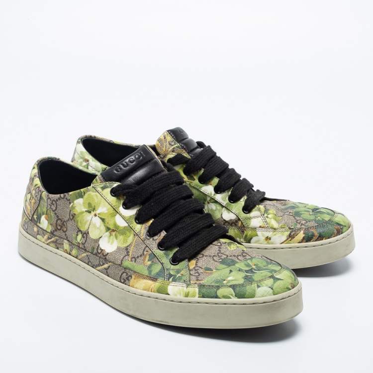 Pre Owned Gucci Multicolor Blooms Printed GG Canvas Lace Up Sneakers Size 46
