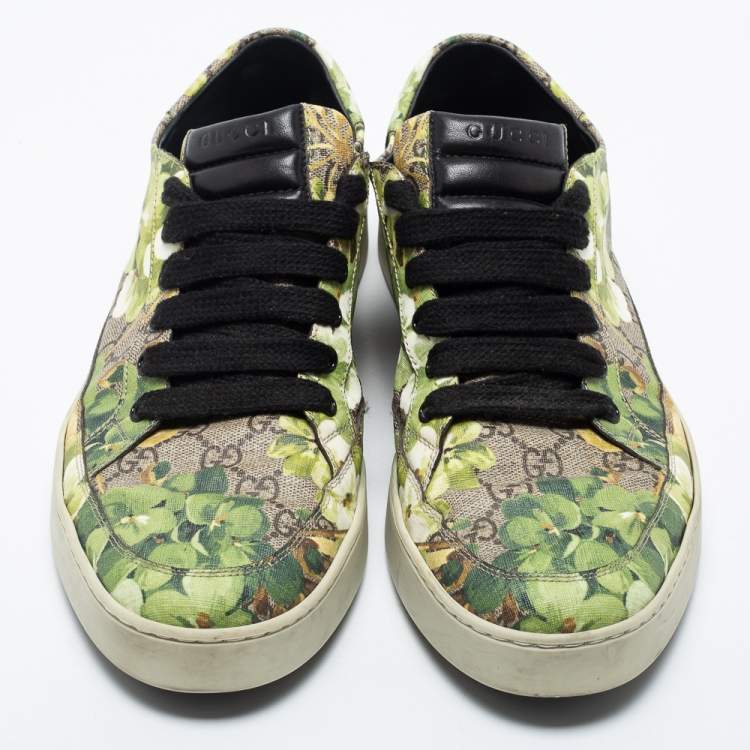 Pre Owned Gucci Multicolor Blooms Printed GG Canvas Lace Up Sneakers Size 46