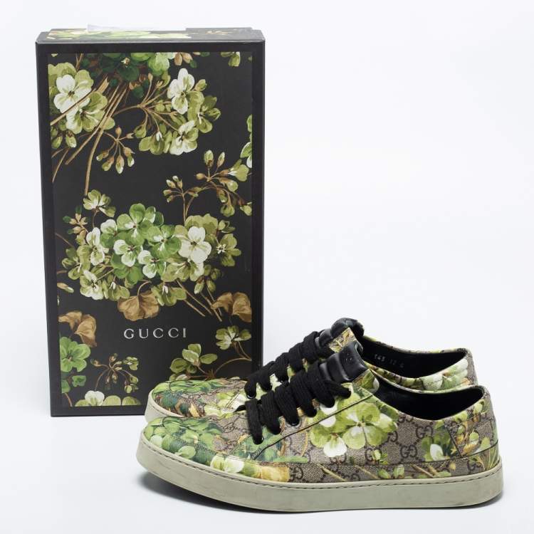 Pre Owned Gucci Multicolor Blooms Printed GG Canvas Lace Up Sneakers Size 46