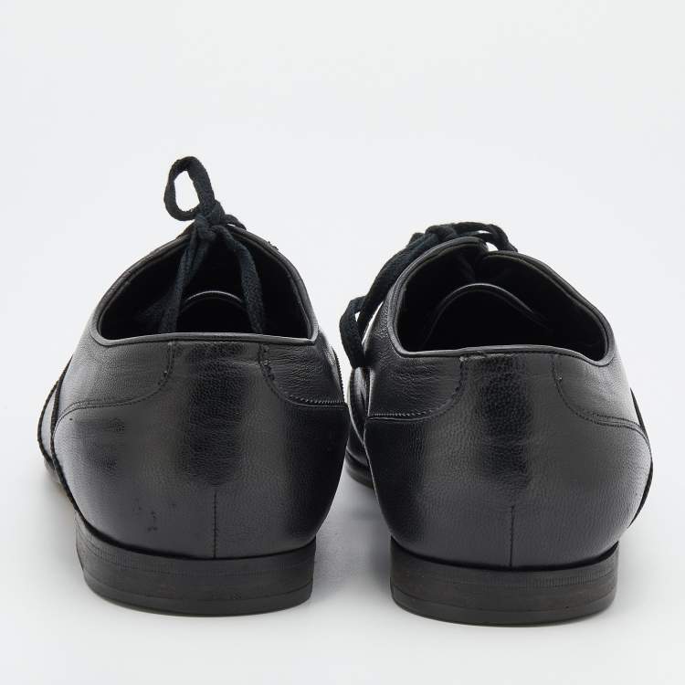 Pre Owned Gucci Black Leather Wingtip Lace Up Oxfords Size 43