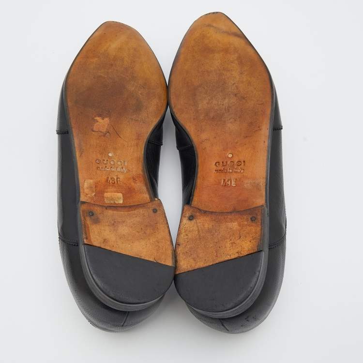 Pre Owned Gucci Black Leather Wingtip Lace Up Oxfords Size 43