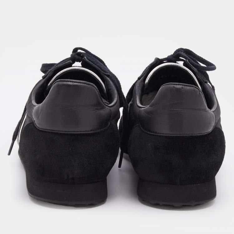 Pre Owned Gucci Black Suede And Nylon GG Low Top Sneakers Size 44.5