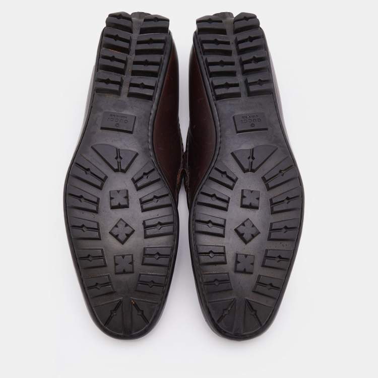 Pre Owned Gucci Brown Guccissima Leather Slip On Loafers Size 39