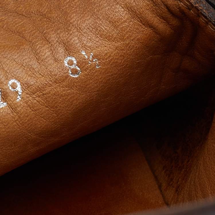Pre Owned Gucci Brown Micro Guccissima Leather Slip On Loafers Size 42.5
