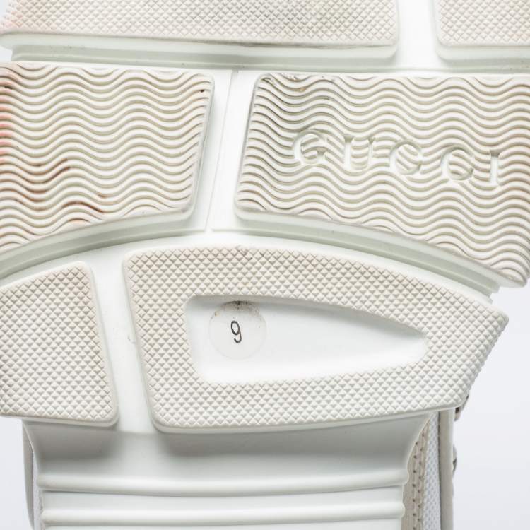 Pre Owned Gucci White Leather And Suede Flashtrek Sneakers  Size 43