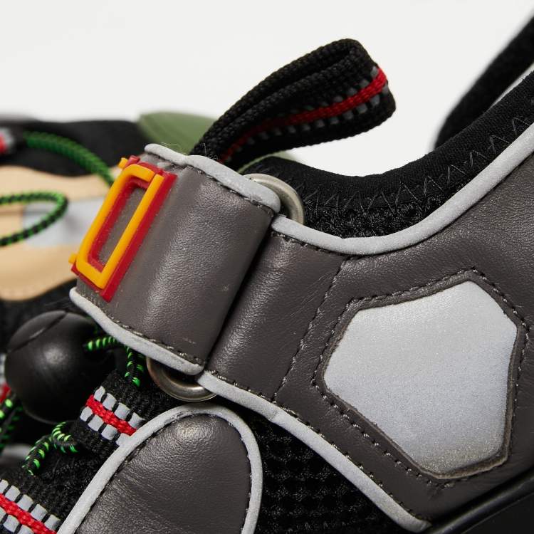Pre Owned Gucci Multicolor Mesh And Leather Tinsel Sports Sandals Size 43