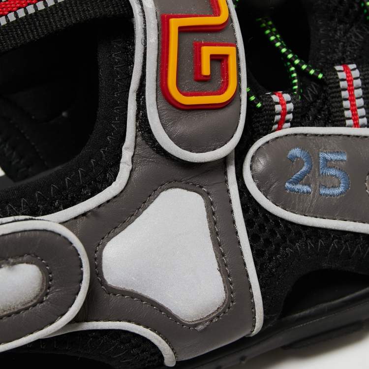 Pre Owned Gucci Multicolor Mesh And Leather Tinsel Sports Sandals Size 43
