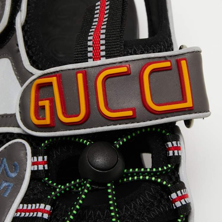 Pre Owned Gucci Multicolor Mesh And Leather Tinsel Sports Sandals Size 43