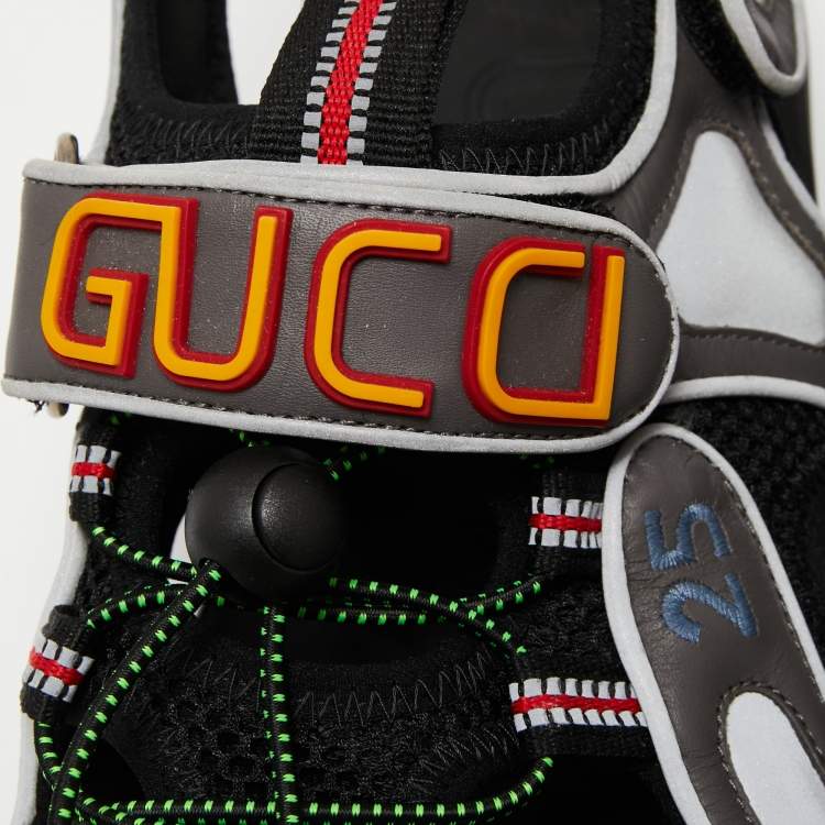 Pre Owned Gucci Multicolor Mesh And Leather Tinsel Sports Sandals Size 43
