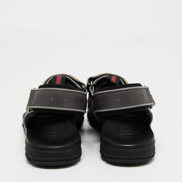 Pre Owned Gucci Multicolor Mesh And Leather Tinsel Sports Sandals Size 43