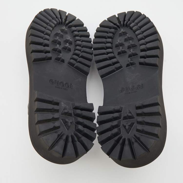Pre Owned Gucci Black Perforated GG Rubber Slip On Sandals Size 45