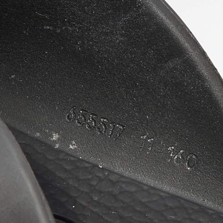 Pre Owned Gucci Black Perforated GG Rubber Slip On Sandals Size 45
