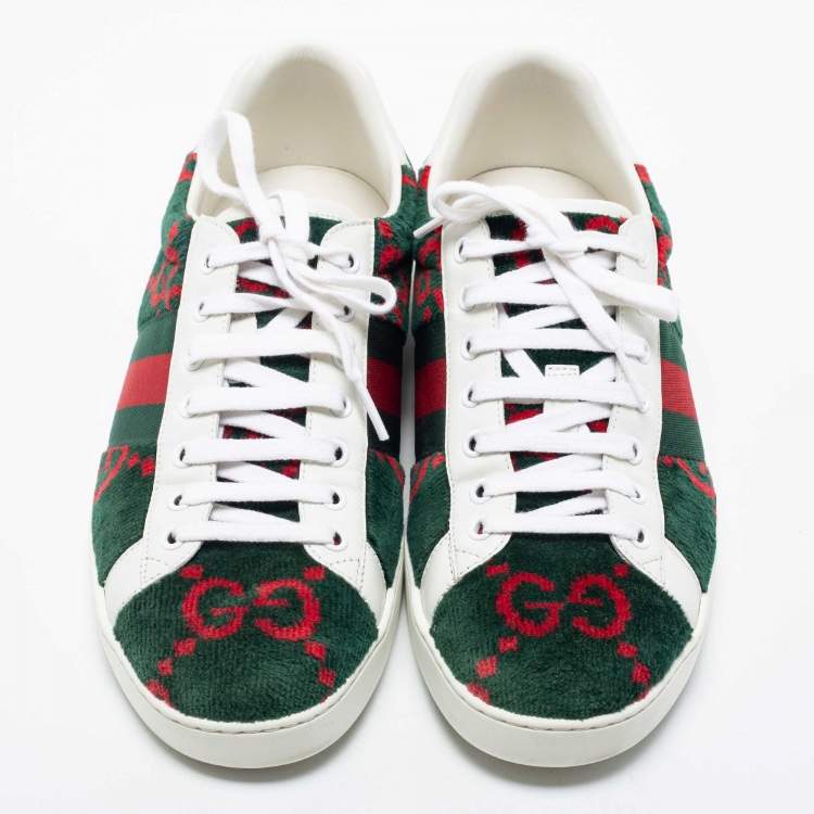 Pre Owned Gucci  Multicolor Fabric and Leather GG Terry Ace Sneakers Size 43 