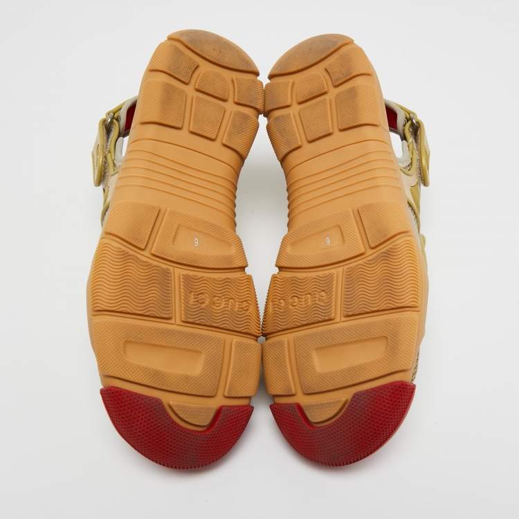Pre Owned Gucci Multicolor Leather and Rubber Tinsel Colorblock Pattern Sandals Size 40