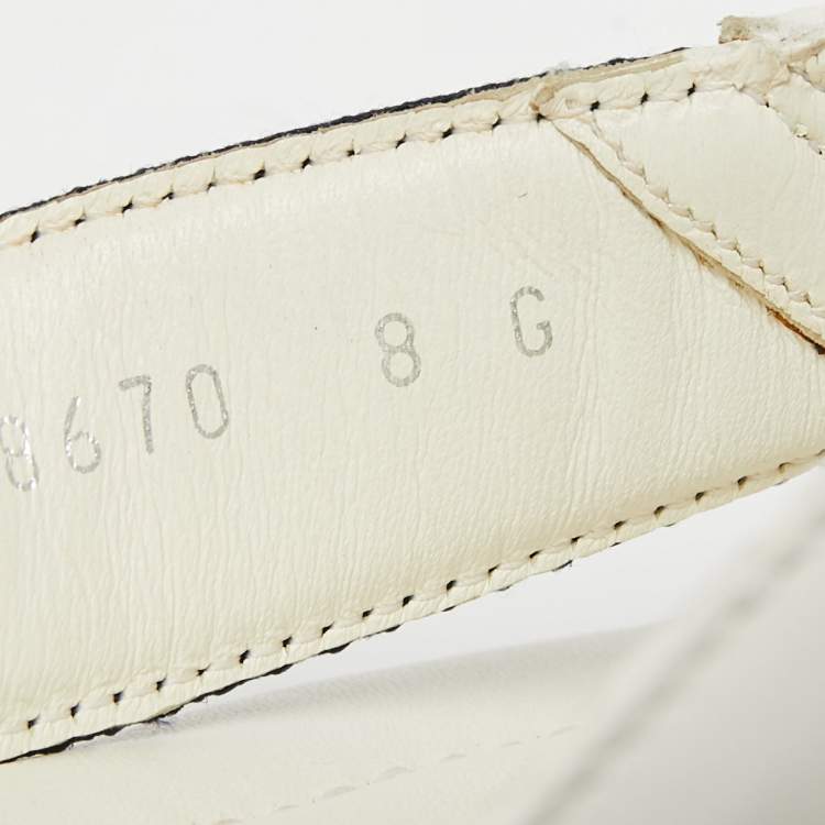Pre Owned Gucci White Leather Web Thong Flats Size 42