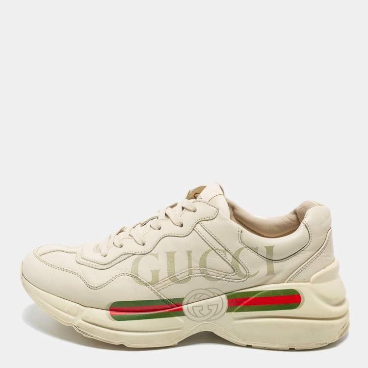 Gucci Cream Leather Rhyton Gucci Logo Rhyton Sneakers Size 41 Gucci ...