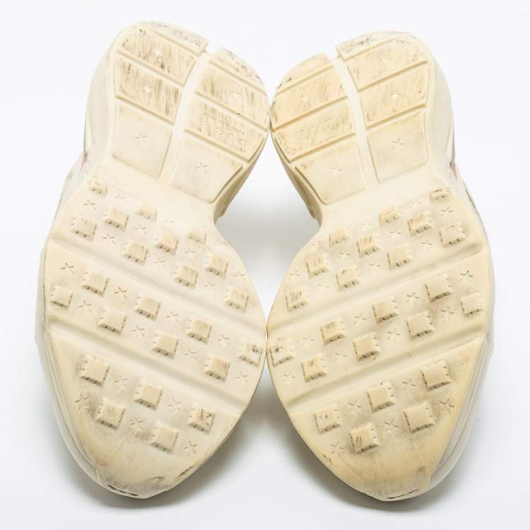 Pre Owned Gucci Cream Leather Rhyton Gucci Logo Rhyton Sneakers Size 41