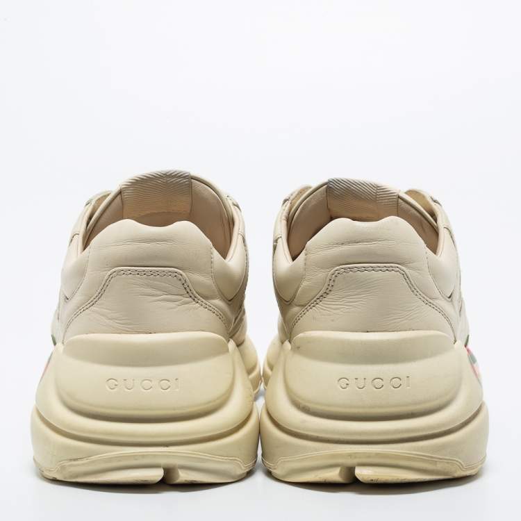 Pre Owned Gucci Cream Leather Rhyton Gucci Logo Rhyton Sneakers Size 41