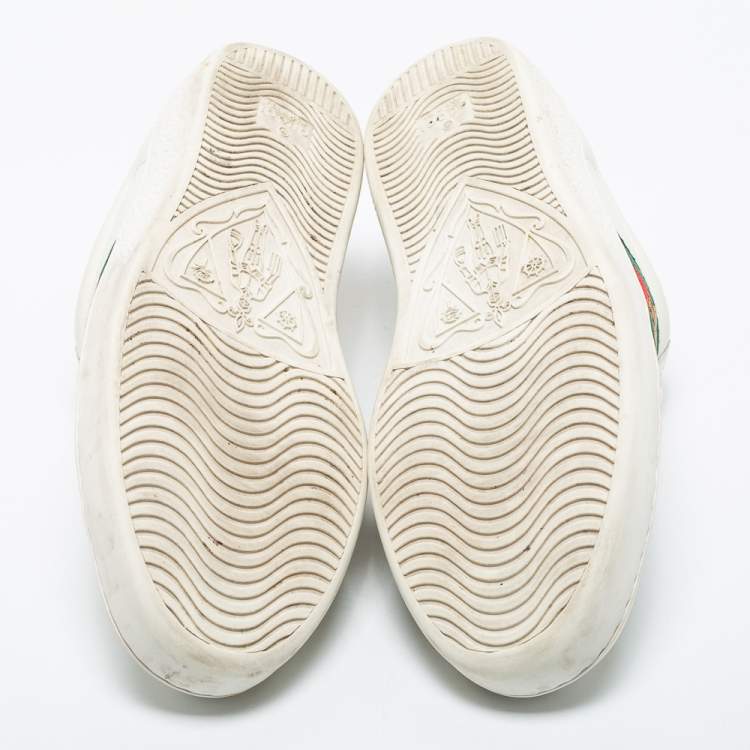 Pre Owned Gucci White Leather Ace Sneakers Size 41.5