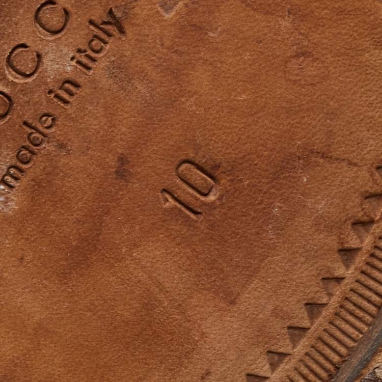 Pre Owned Gucci Tan Leather Bee Web Detail Lace Up Brogue Oxfords Size 44