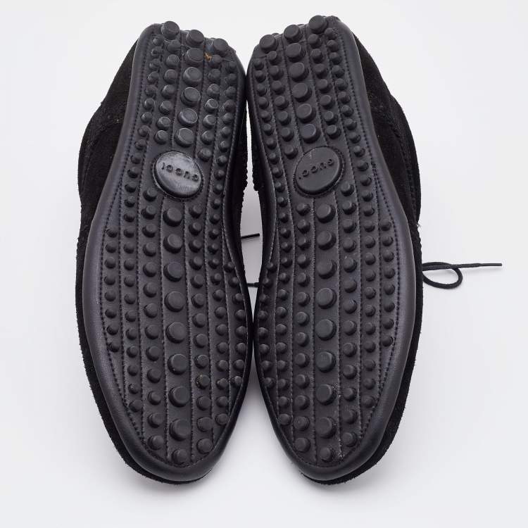 Pre Owned Gucci Black Brogue Suede Derby Lace Up Loafers Size 41