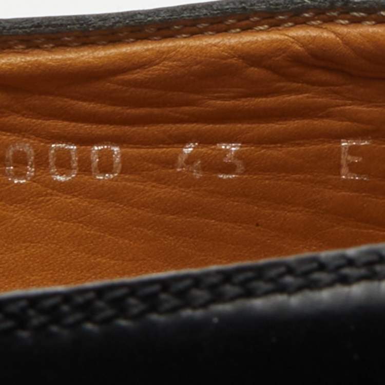 Pre Owned Gucci Black Guccissima Leather Slip On Loafers Size 43