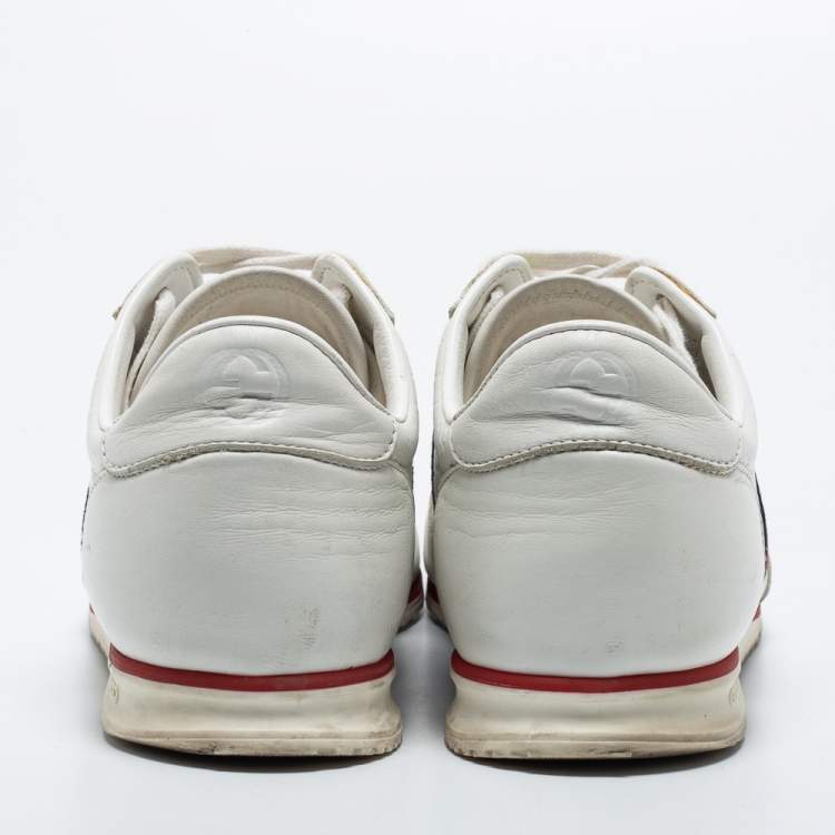 Pre Owned Gucci White GG Leather Web Coda Low Sneakers Size 41.5