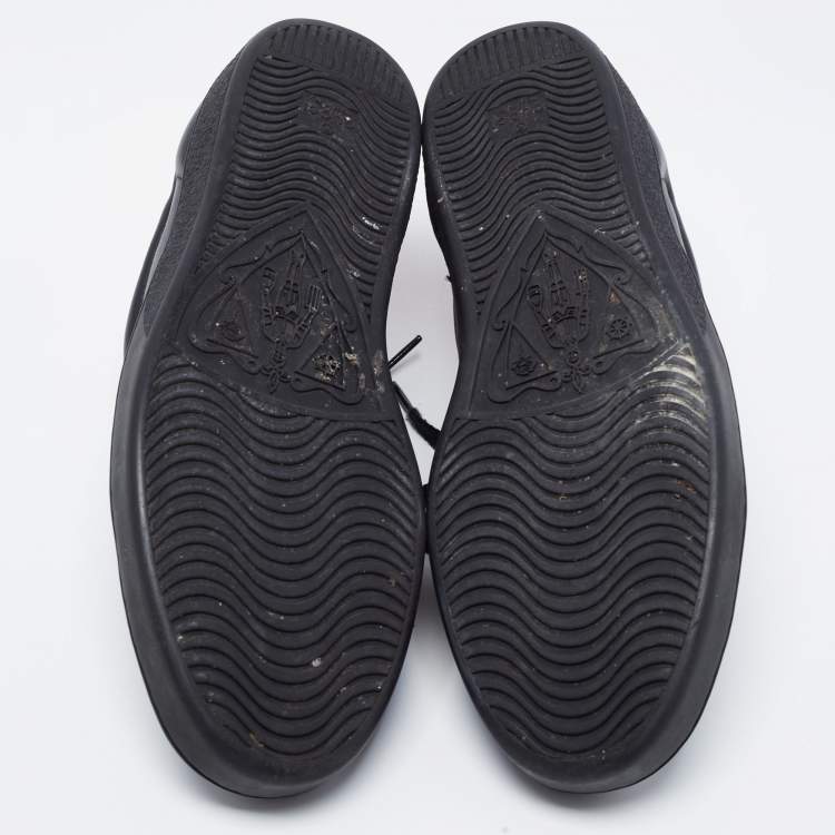 Pre Owned Gucci Black Leather Embroidered Bee Ace Sneakers Size 44