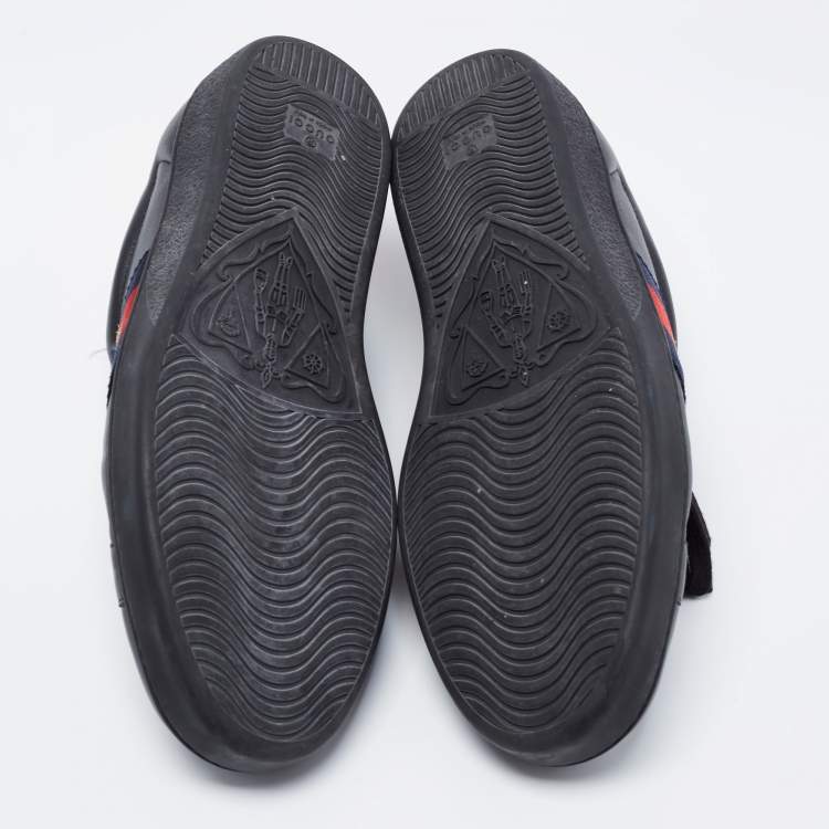 Pre Owned Gucci Black Leather Embroidered Bee Ace Sneakers Size 43.5