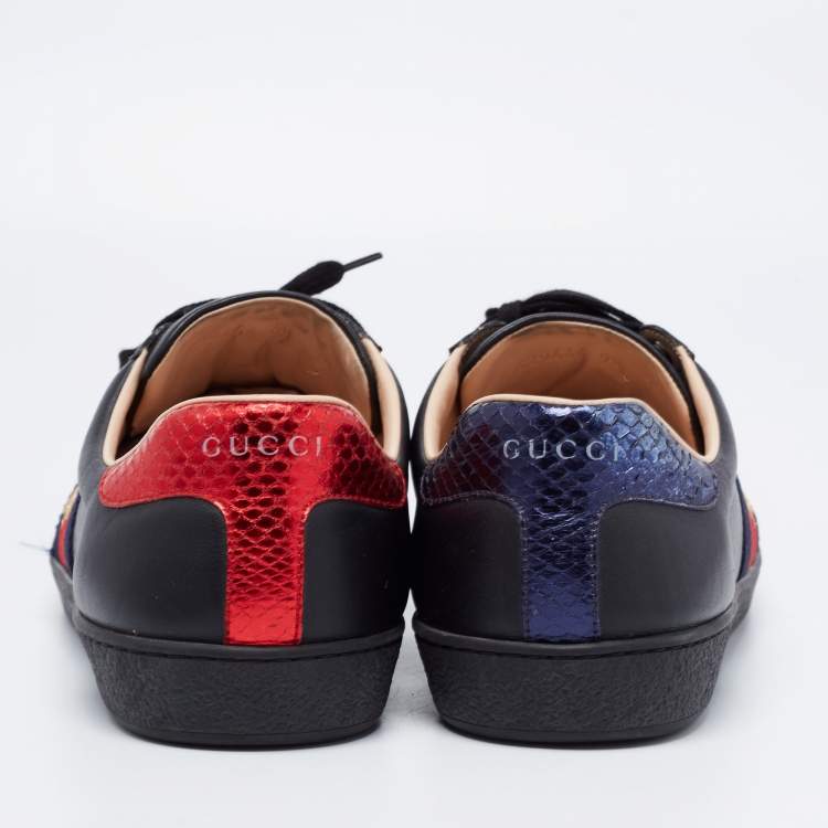 Pre Owned Gucci Black Leather Embroidered Bee Ace Sneakers Size 43.5
