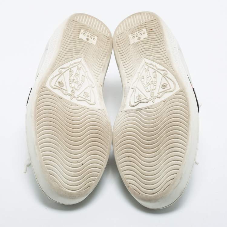 Pre Owned Gucci White Leather Tiger Applique Ace Sneakers Size 39.5