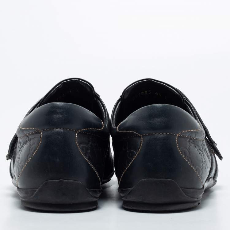 Pre Owned Gucci Black Guccissima Leather Lace Up Sneakers Size 44