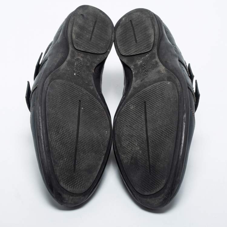 Pre Owned Gucci Black Guccissima Leather Lace Up Sneakers Size 44