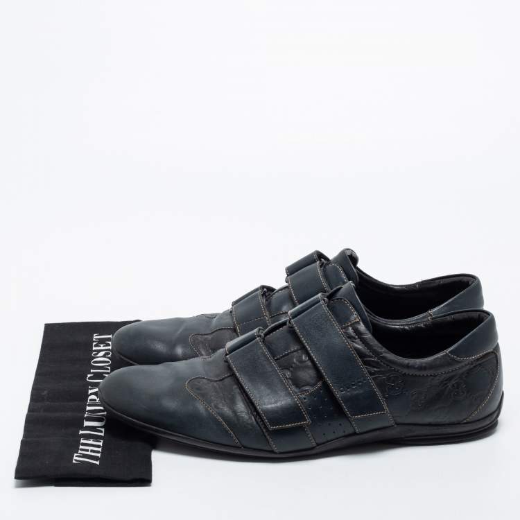 Pre Owned Gucci Black Guccissima Leather Lace Up Sneakers Size 44